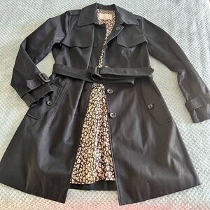Women’s black/leopard trench coat